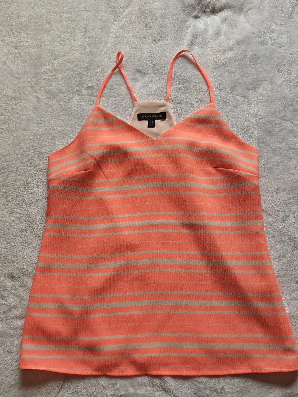 Banana Republic Women Striped Chiffon V-Neck Spaghetti Strap Cami XS